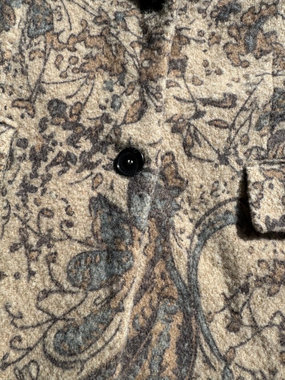 Zara Limited Edition Paisley Print Pattern Wool Blend Oversized Peacoat Sz XS-S - Picture 5 of 7
